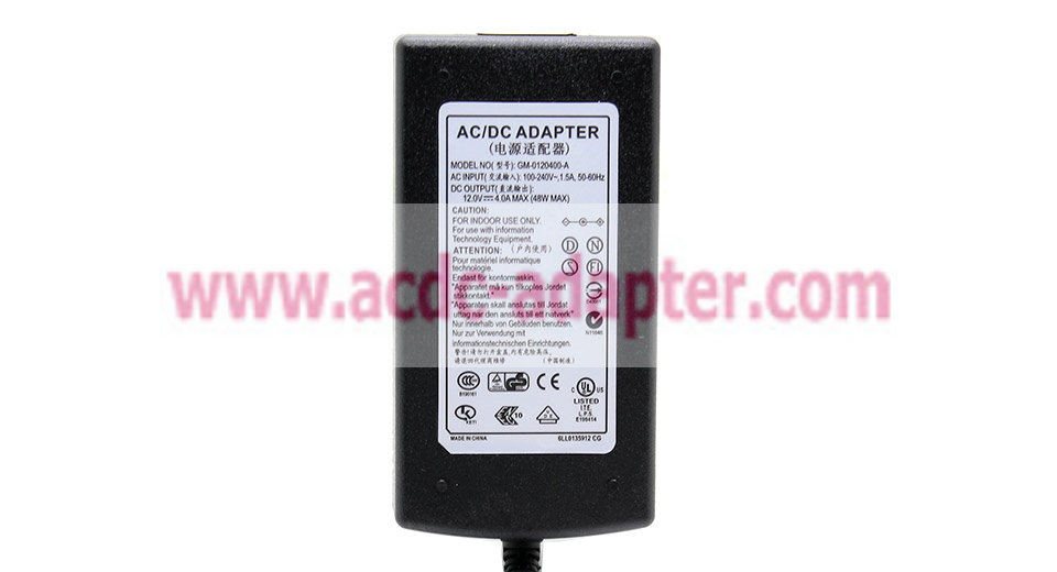 12V 4A GM-0120400-A AC / DC Power Adapter Charger for Security Camera ,Scanner,